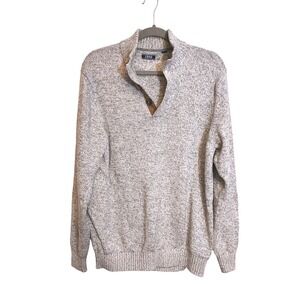 Izod Sweater Mens Heather Gray Cotton Blend Long Sleeve Pullover Cozy L Stretchy
